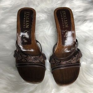 Italian Shoemakers Women’s Wooden Sandals Wedge
